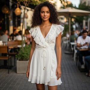 Saints + Secrets Ruffle Hem Dress Flutter Sleeve Small S Resort Night Out